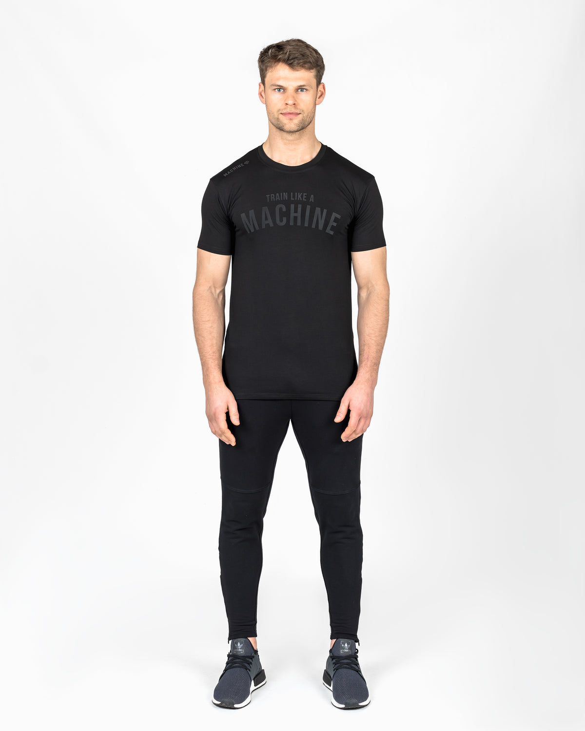 Train Like A Machine Tech T-Shirt (Black/Black)