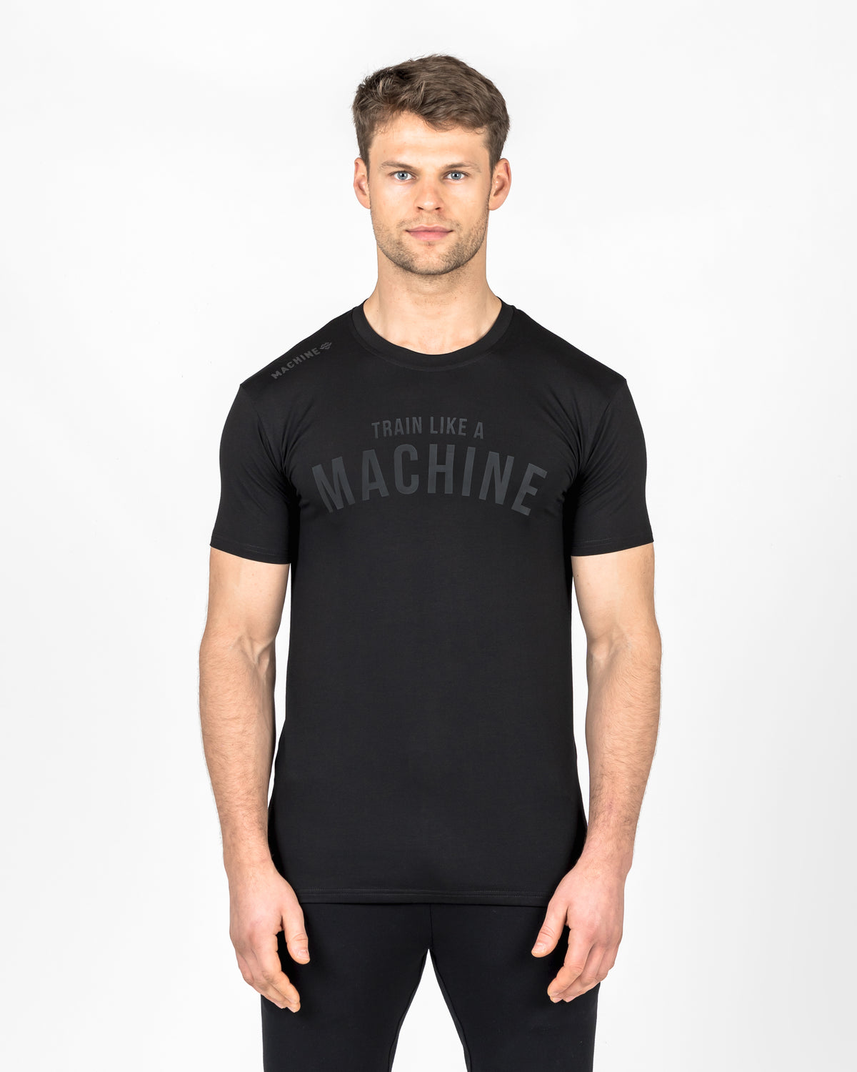 Train Like A Machine Tech T-Shirt (Black/Black)
