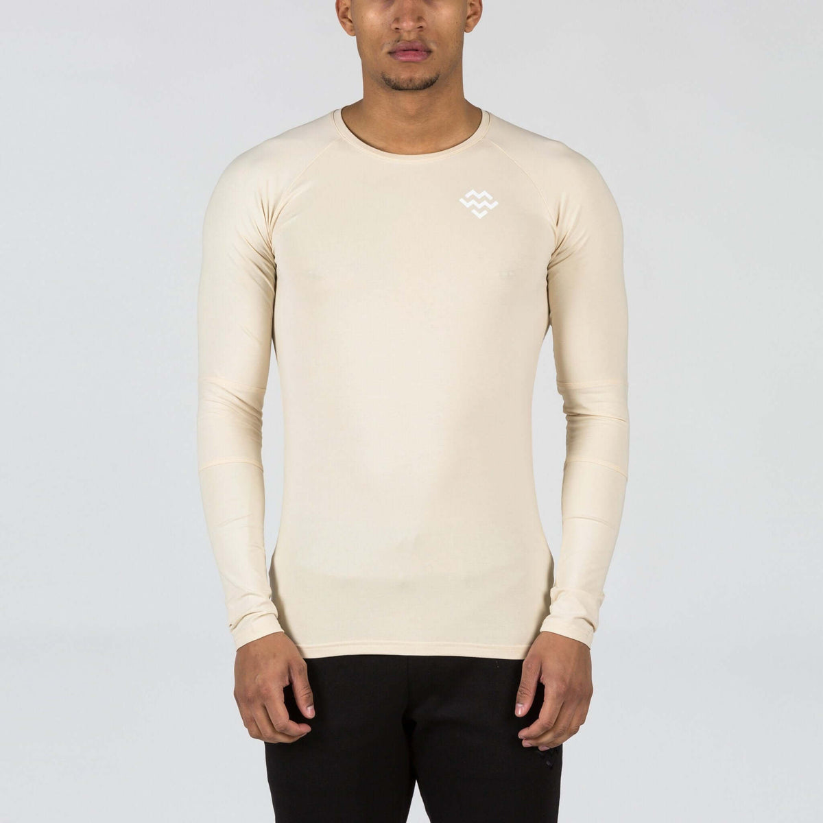 Panelled Long Sleeved Tee (Sand) - Machine Fitness
