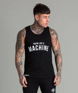 Train Like A Machine Tech Fabric Tank (Black/White) - Machine Fitness